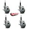 Service Caster 3.5'' Gray Poly Swivel 3/4'' Expanding Stem Caster Set with Brake, 4PK SCC-EX20S3514-PPUB-TLB-34-4 - alternate 2